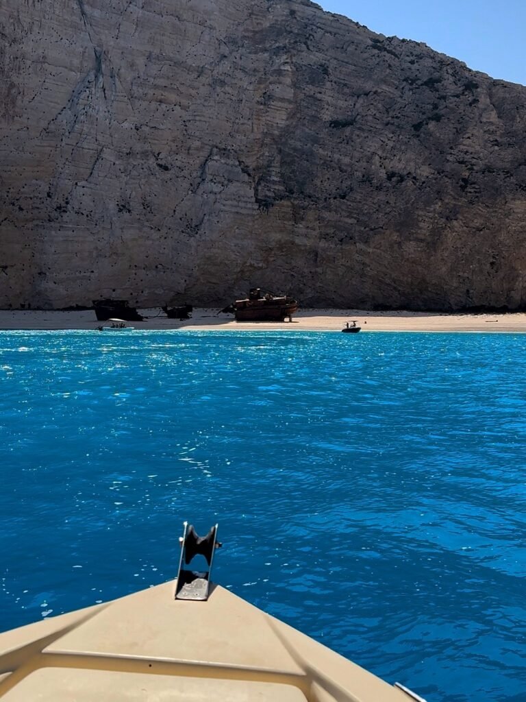 boat navagio beach shipwreck zakynthos blue water