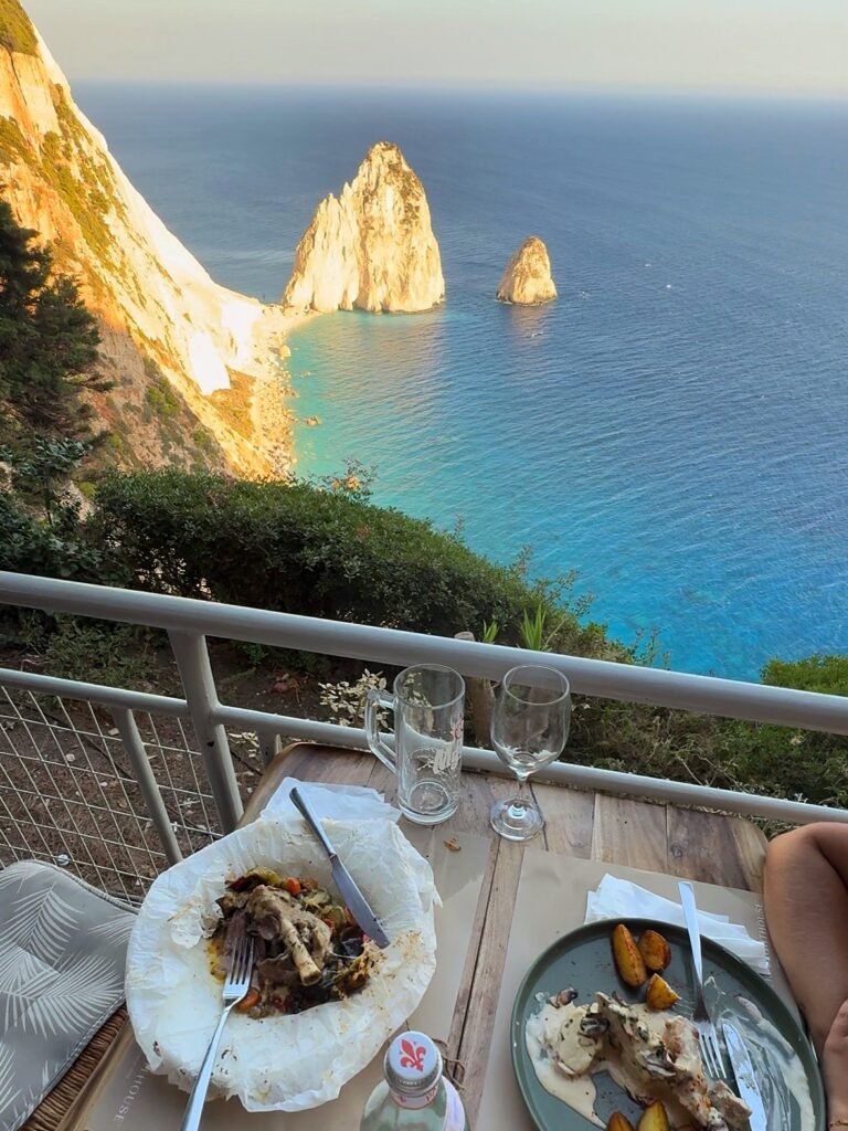 keri lighthouse restaurant zakynthos greece myzithres view food