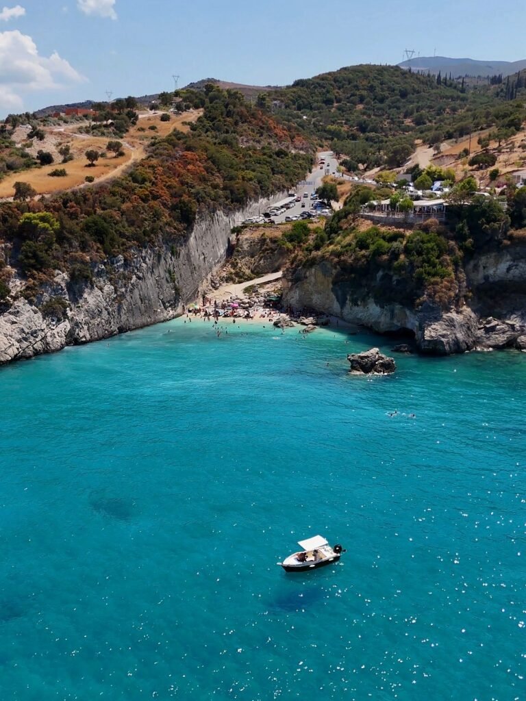 rod boat xigia beach zakynthos greece