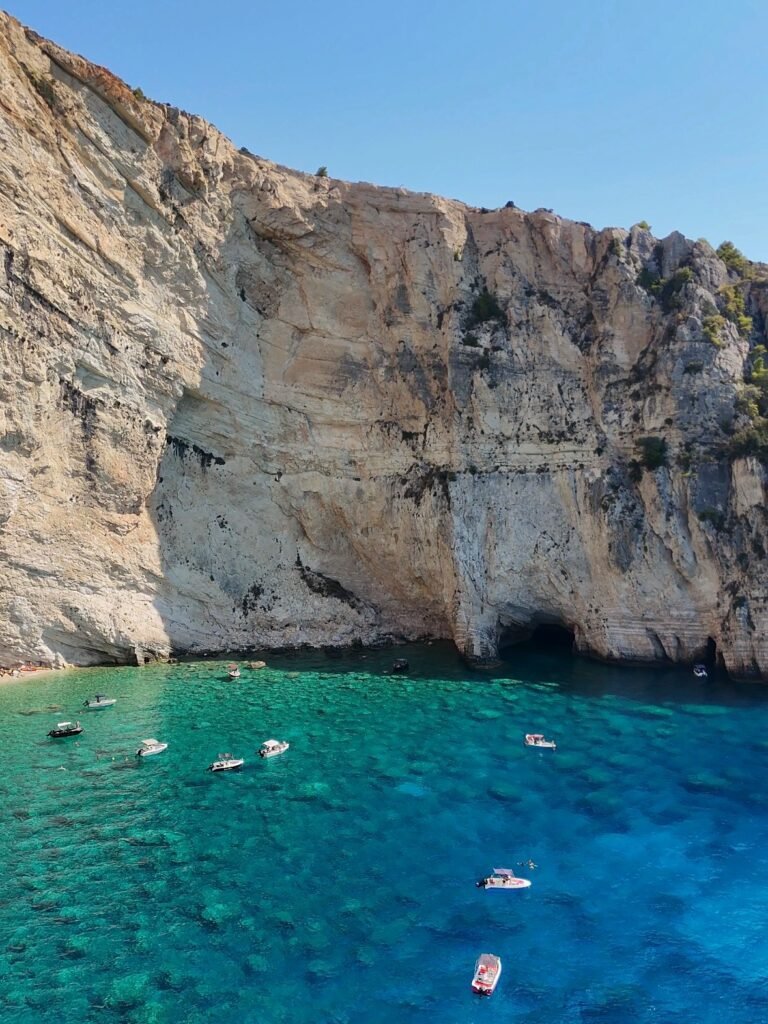 rod hidden beach myzithres zakynthos greece boat